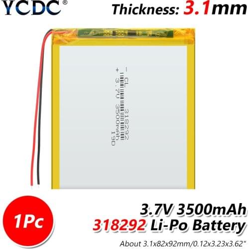 3.7V 3500mah 318292 Battery For Prestigio Grace 3118 3G PMT3118 Tablet Battery Polymer li-ion Batteries For GPS MP3 MP4 MP5