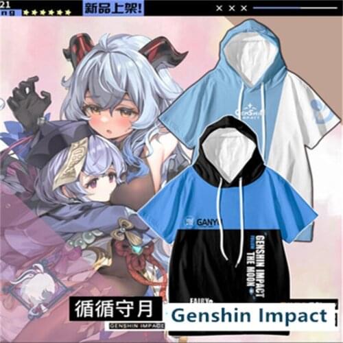 Anime Game Genshin Impact COSPLAY ZHONGLI HUTAO GANYU XIAO TARTAGLIA Fashion Printing Loose Boys And Girls Short Sleeves