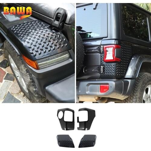 BAWA Front Wheel Eyebrow Wrap Angle Cover Tailgate Corner Decoration Trim Sticker Compatible for Jeep Wrangler JL 2018 up Car ac