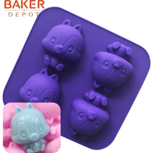 BAKER DEPOT Silicone Soap Mold Squirrel Silicone Cake Bakeware Molds Aromatherapy Soap Mold Jello Pudding Biscuit Baking Tools