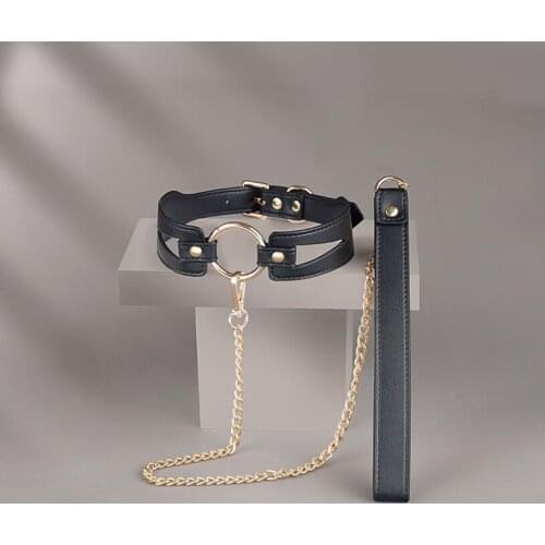 Bdsm Collar Leather And Iron Chain Link bdsm Slave Collars Women Bondage Collar Sex Toys For Couples Adults Sex Restraints S0871