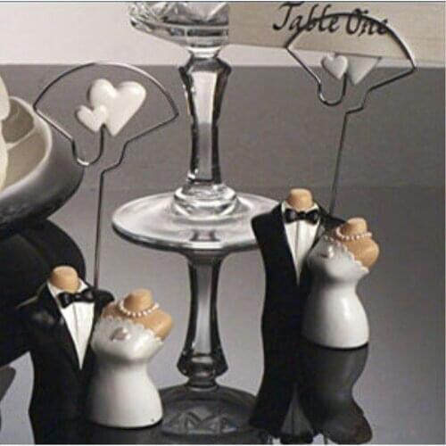 Free shipping 20pcs/lot Joined at the Hip Bride and Groom Place Card Holder wedding favors