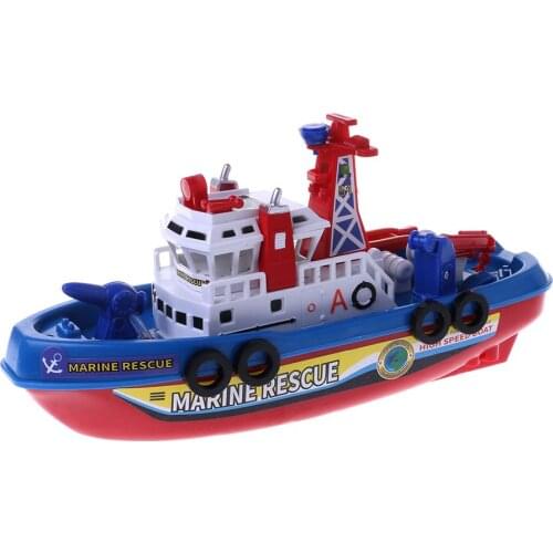 Fast Speed Music Light Electric Marine Rescue Fire Fighting Boat Toy for Kids 24BE