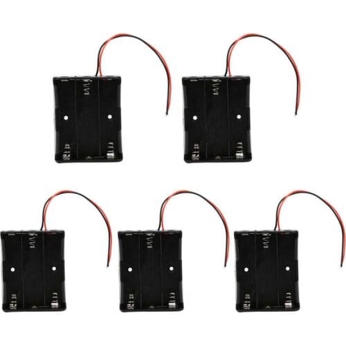 5 Pcs 18650 Battery Case 3 Slot Black Battery Holder with 2 Lead Wire Serial Connection Battery Case Battery Storage Holder