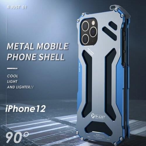 R-JUST Aluminum Case For IPhone 12 Pro Max 2020 CNC Armor Shell Metal Aluminum Protection Phone Shell Case