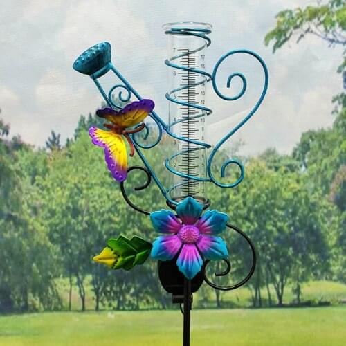 Butterfly rain gauge solar light garden courtyard outdoor decoration pathway walkway backyard