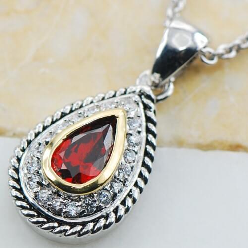 Garnet 925 Sterling Silver Fashion Jewelry Pendant TE621