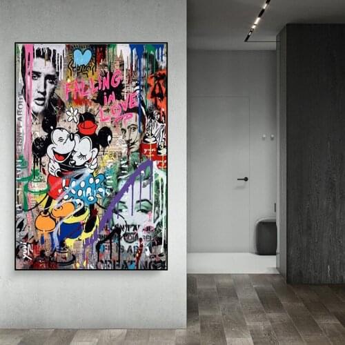 Graffiti Art Disney Mickey Minnie Canvas Painting Wall Art Nordic Posters Print Wall Decor Pictures Children Bedroom Home Decor