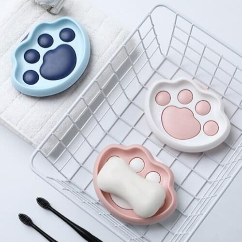 Cute Cats Claw Soap Box Soap Plate Box Drain Shelf Case for Bathroom Kitchen Soap Savers Case Container Non-drilled