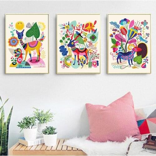 The Colorful World Of Grass Mud Horse Wall Art Canvas Painting Nordic Posters And Prints Wall Pictures Kids Room Decor