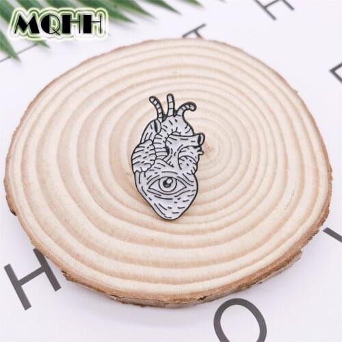 Creative Skeleton Organs Heart Eyes Enamel Brooch Alloy Badge Denim Clothes Bag Pin Cartoon Cute Woman Jewelry Gift For Friends