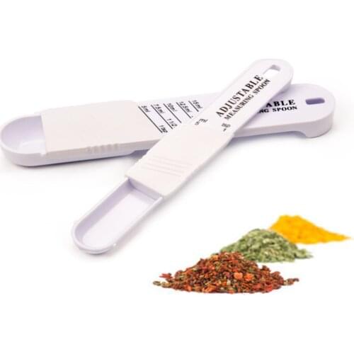 Kitchen Adjustable Plastic Measuring Spoons Measure Cup Double End Eight Stalls Scale Metering Spoon Kitchen Tools Accessories
