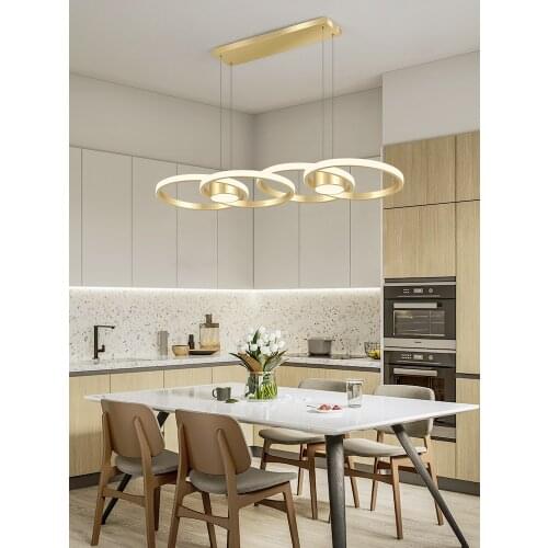 Modern minimalist Nordic style dining room chandelier gold/black aluminum home creative personality dining table bar light
