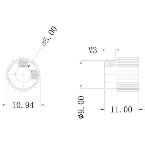 Mk7 Mk7 MK8 Drive Gear 36 Tooth Stainless Steel Bore 5mm Extruder Stepper Motor Feeding Gear Pulley Extrusion Wheel For 3D Parts