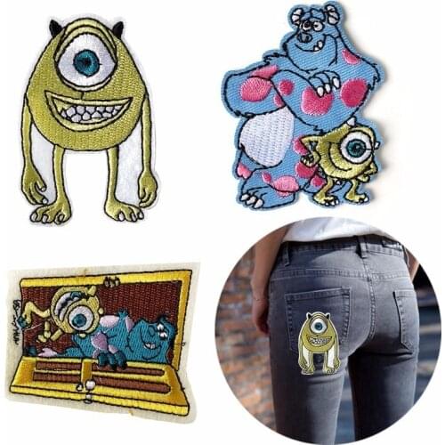 Cartoon comic Monster University Patches Iron On Embroidered Clothes Badges For Clothing Stickers Garment Apparel Diy Accessory