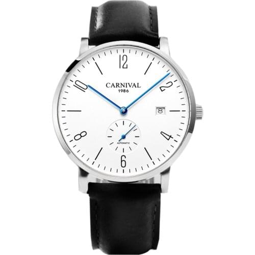 2018 Ultra thin Automatic Watch Men Luxury Brand CARNIVAL Mechanical Watch Waterproof Calendar Sapphire Leather Band Watches Men