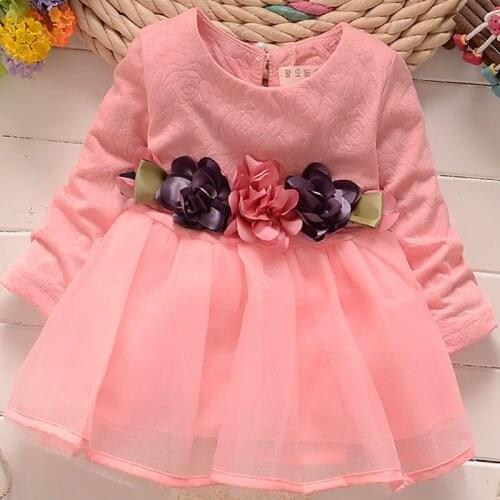 2019 New Hot Fashion Cute Minnie Stitching Dresses Pure Cotton Long Sleeve Female Baby Girls Cartoon Print Mini Knee Dress