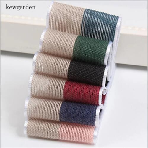 Kewgarden Wholesale Double Color Cotton Linen Satin Ribbons 38mm 3.8cm Handmade Tape DIY Bowknot Ribbon Garment Accessories 100Y