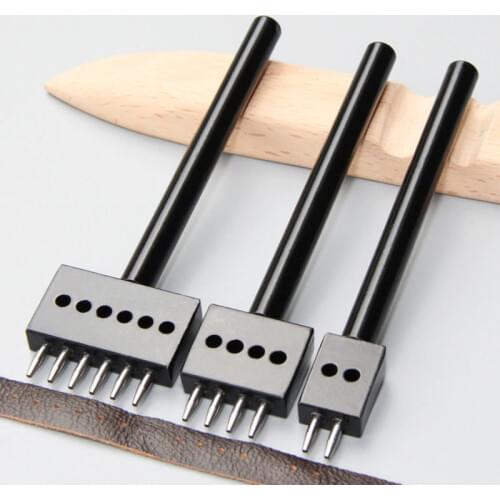 Punch Tool Leather Cutter 4/5/6/mm Spacing Punching 2/4/6/Hole black DIY Handmade row 1pcs Round Stitching Punch Tool craft