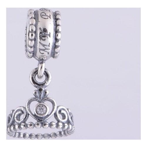 925 Sterling Silver Screw Princess Tiara Pendant Dangle Charm Beads Fit Original Pandora Charms Bracelet jewelry LW209