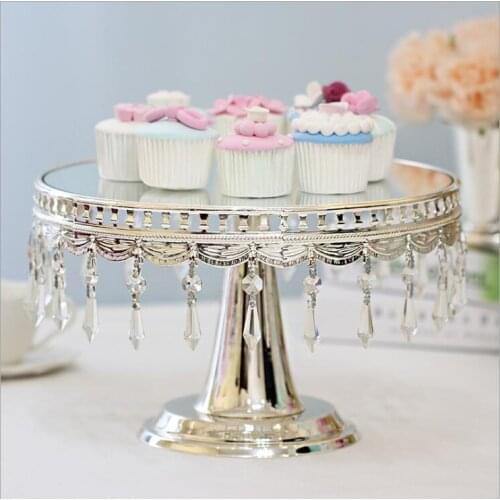 Silver Plated Senior Crystal Mirror Cake Plate Crystal Cake Stand wedding cake stand cake decorating DGP012