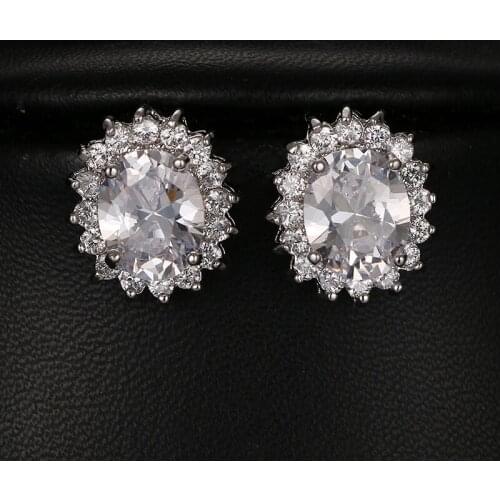 Bettyue Brand Charm Fashion Five Colors Cubic Zircon White Gold Color Stud Earrings For Woman Wedding Jewelry Earrings Gift