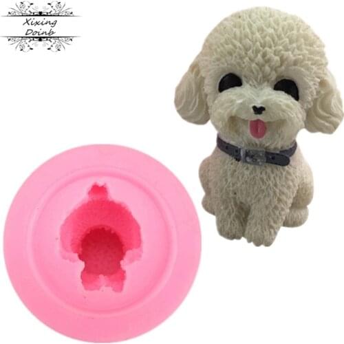 3D cute dog shape silicone mold kitchen supplies chocolate fudge pudding plaster mold cake decoration