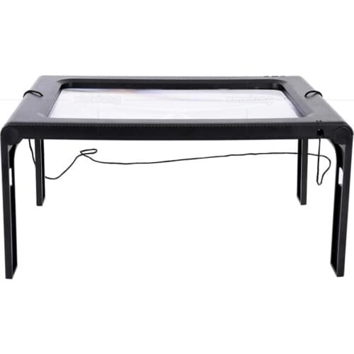 2.5X 6pcs LED Lamps Desk Type Foldable Reading Magnifying Glass USB Illuminated Desktop Hanging Magnifier