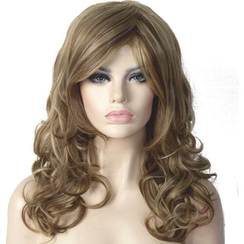 StrongBeauty Womens Wigs Natural Blonde Mix Long Curly Hair Synthetic Full Wig