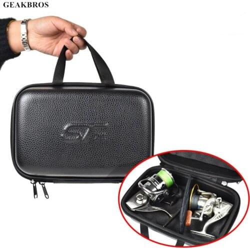 Fish Reel Bag Spinning Reel Case Leather Protective Hard Shell Shockproof Waterproof Cover Fishing Tackle Storage Case Bag