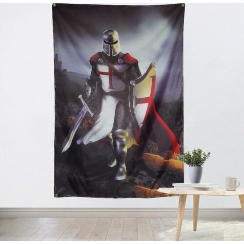 Vintage Knights Templar Fantasy Art Posters Wall Decor Crusader Banner Flag Wall Sticker Hanging cloth Mural Home Decoration A1