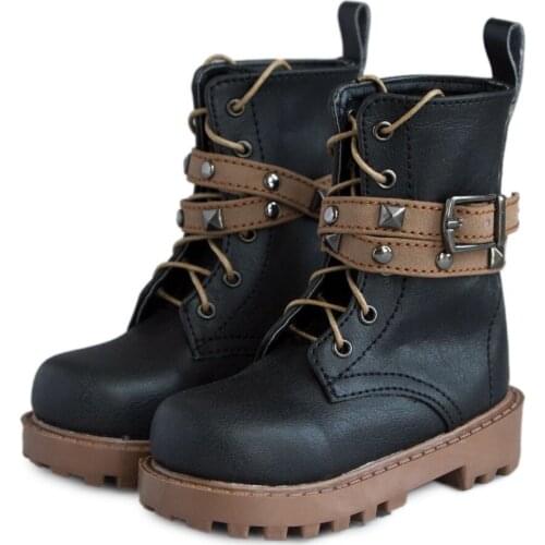 [wamami] 46# Black SD17 DZ70 Locomotive BJD Dollfie Rivet Synthetic Leather Shoes/Boots