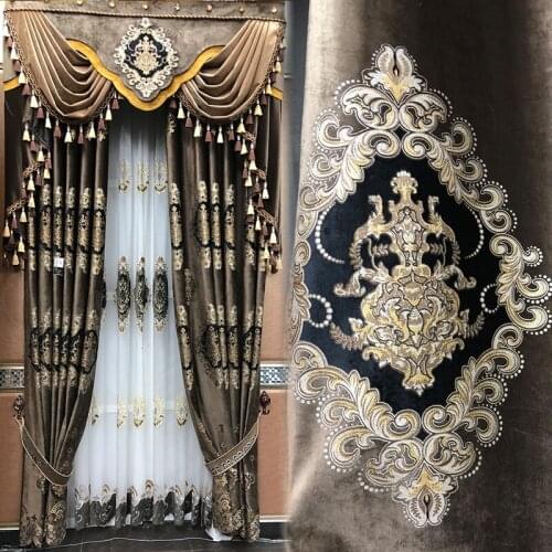 European style Curtains for Living Dining Room Bedroom Curtains Finished Product Customization Luxury Velvet Shading Curtains
