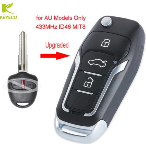KEYECU Replacement Upgraded Flip Remote Car Key Fob 2 Button 433MHz ID46 for Mitsubishi Pajero, Lancer &Outlander in Australia
