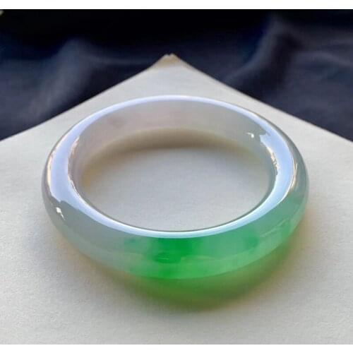 Zheru jewelry natural Burmese jade light green two-color 54-62mm bracelet elegant princess bracelet best gift