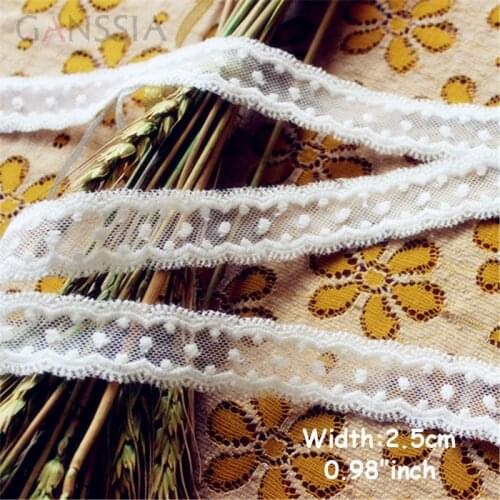 1yard/lot width:2.5cm Vintage dot design cloth lace Sewing accessories Embroidered trim lace white lace for diy(ss-673)