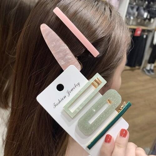 3pcs Korea Hairpins Candy Color Acrylic Hair Clip Barrettes Korean Fashion Barrettes Women Girls Kids Hair Accessories