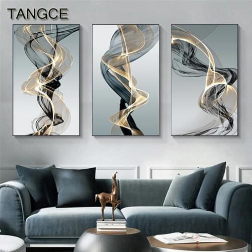 Abstract Black Yellow Lines Wall Painting Modern Canvas Poster Print Nordic Wall Art Pictures for Living Room Bedroom Home Decor