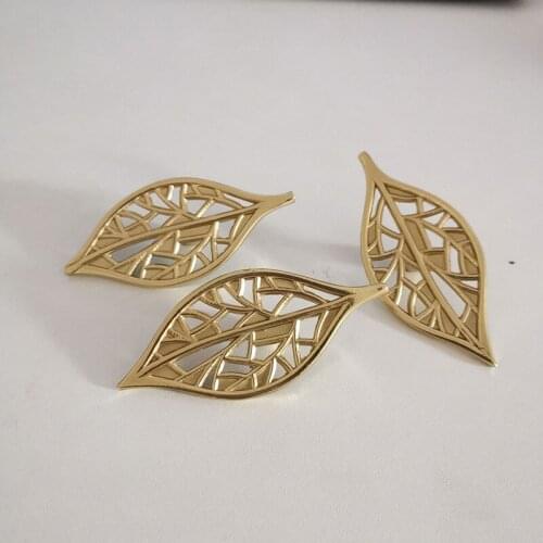 Hollow out solid Leaf drawer cabinet knobs and pulls door wine cabinet shoe cabinet furniture brass handle