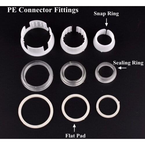5pc 20~63mm PE Pipe Quick Connector Accessories Silicone Seal O-Rings Garden Irrigation Tube Joint Fittings Snap Ring Flat Pad