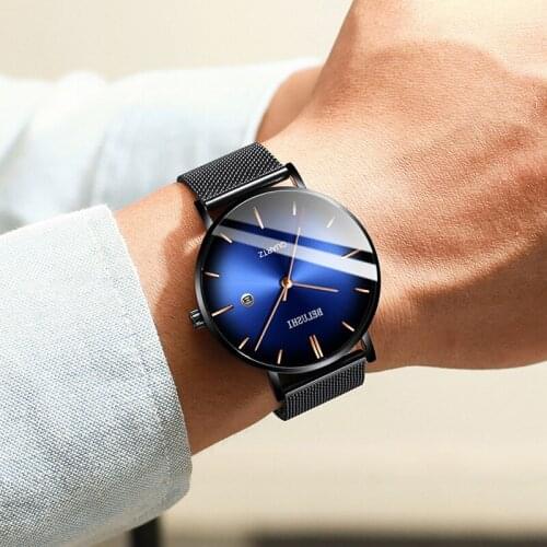 Men Watches Luxury Famous Black Steel Quartz Business Mens Wristwatches Waterproof Thin Simple Analog Watch Men Reloj Hombre