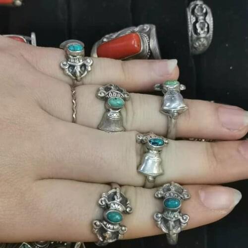 Really Natural turquoise precious gemstones high-purity silver heavy hand-made Tibetan folks preserved ancestral Buddhist