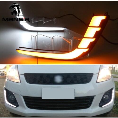 12V LED Daytime Running Light Daylights ABS Car DRL For Suzuki Swift 2014 2015 2016 Turning Signal headlight Auto Foglamps