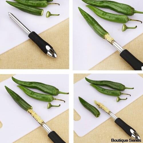 Home Draagbare Pepper Corer Stainless Steel Zucchini Cucumber Corer Serrated Edge Kitchen Gadget