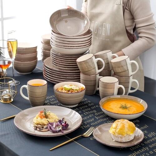 Bella-C 40-Piece Porcelain Dinnerware Set with 8*Dinner Plate,Dessert Plate,Soup Plate,Bowl,Mug Set Service for 8Person