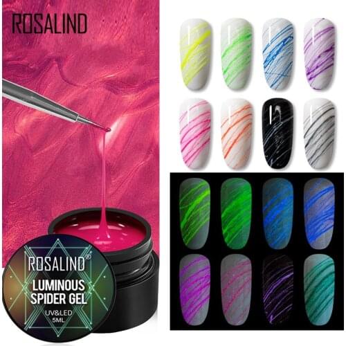 ROSALIND Spider Gel Polish Luminous Drawing Line Semi Permanent Spider Web Nail Stickers Gel Polish Base Top All For Manicure