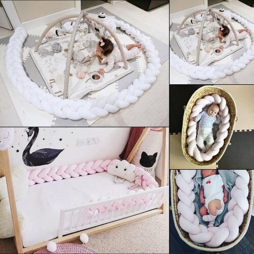 1.5M/2M Baby Bed Bumper Flexible Crib Pad Protector Cot Bumper Knotted Braid Pillow Infant Room DIY Decoration Photography Prop