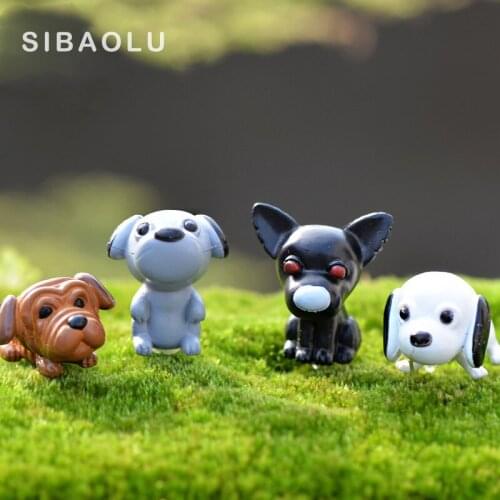 Cartoon Dog Figurine Miniature Aniaml Decoration mini fairy garden Cartoon animal statue resin craft Home Car Decoration