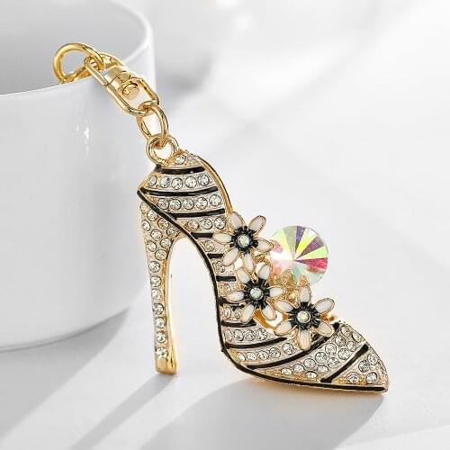 European and American Fashion Bag Package Pendant Painting Oil Small Flower High Heels Metal Keychains Creative Small Gifts