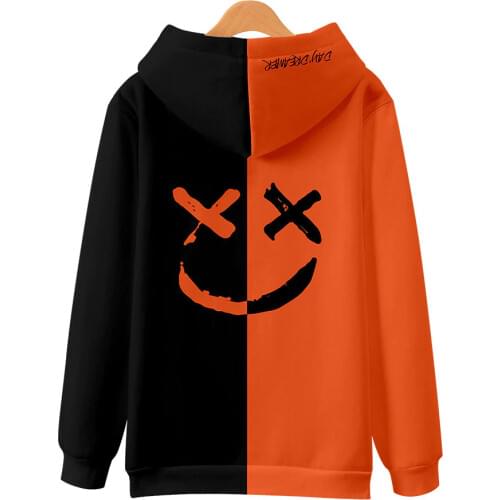 Men Hoodies Fashion Autumn Hombre Casual Streetwears Smiling Face Hip-Hop Patchwork Hats Street dress Hoodeds Patchwork MOOWNUC